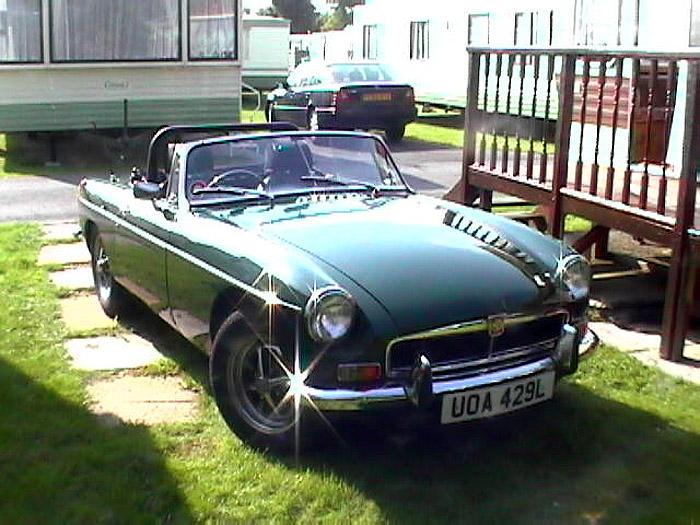 This photo was taken of our MGB Roadster outside our caravan during the summer of 2003