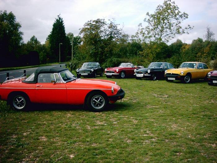 Cars of BBS members outside the Golden Ball at lunchtime.