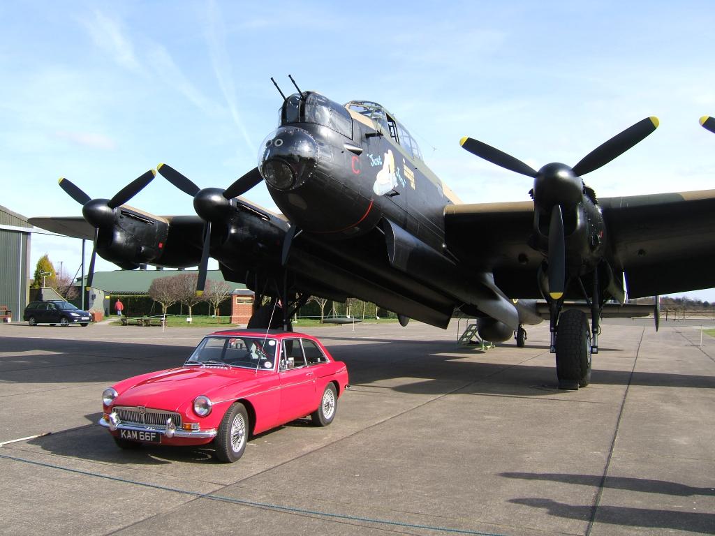 &#039;Kamilla&#039; with Avro Lancaster bomber at Lincolnshire Aviation Heritage Centre