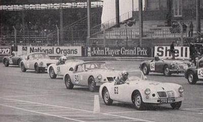 Our Twin Cam racing at Silverstone - fron of grid. As featured in Safety Fast.