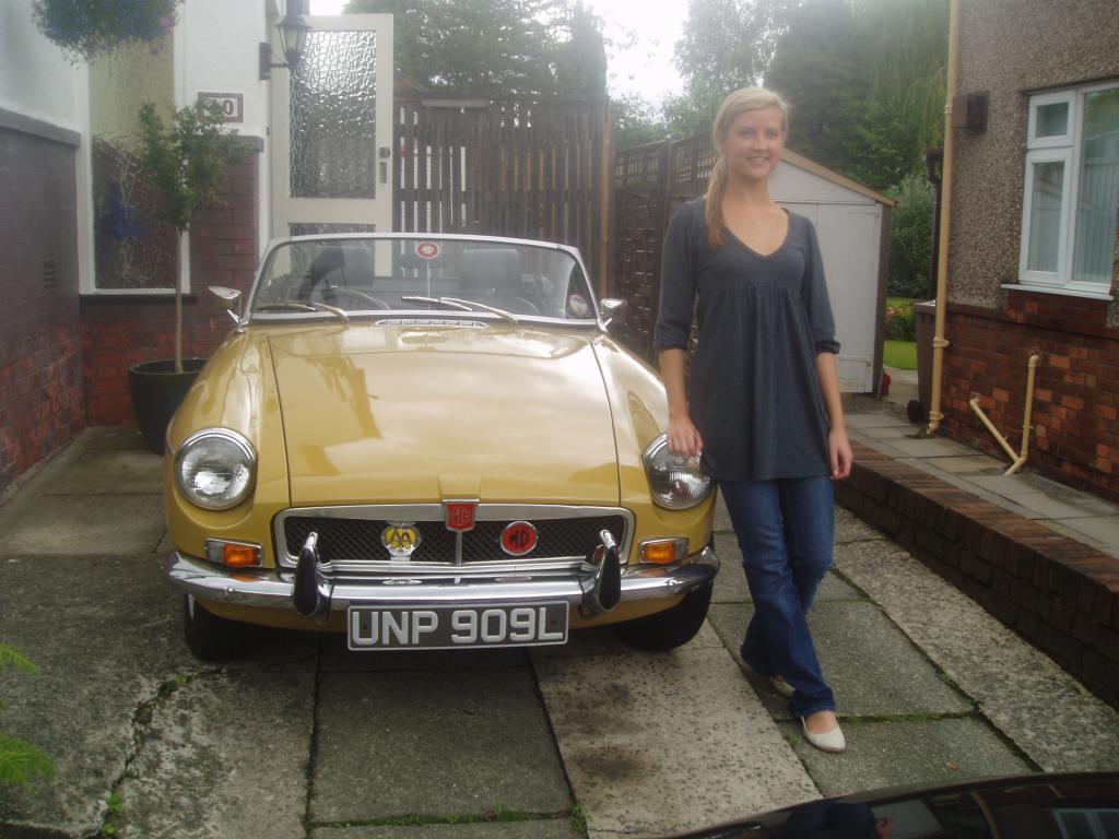 My &#039;73 MGB Beatice and daughter Emily