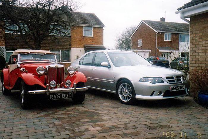 An MG TD and ZS show how the cars used to look and how they have progressed in the future.