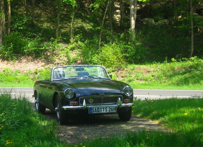 My MG out in the country on a warm sunny sprng day.