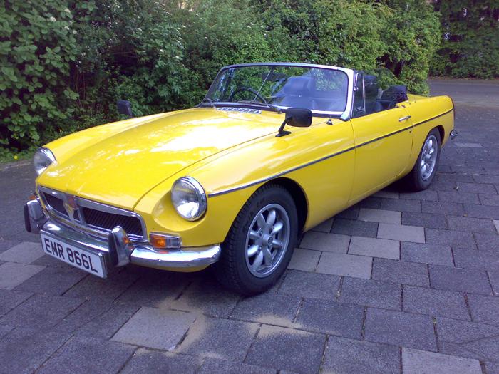 MG B Roadster 1971 registered with British Forces Germany and flying the flag abroad!
