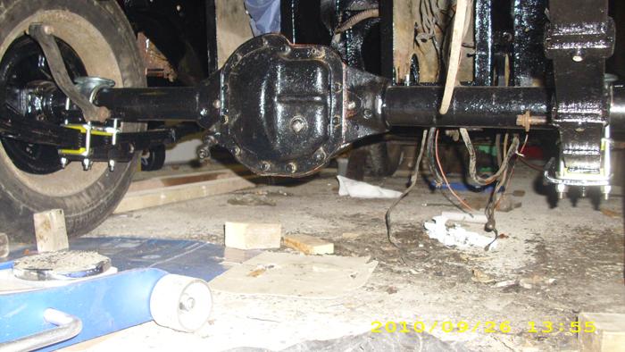 This is just an underside shot showing the nearly finished rear suspension (just need a spax kit or similar)and axle, now she&#039;s out on the drive were getting started on the off-side body work.