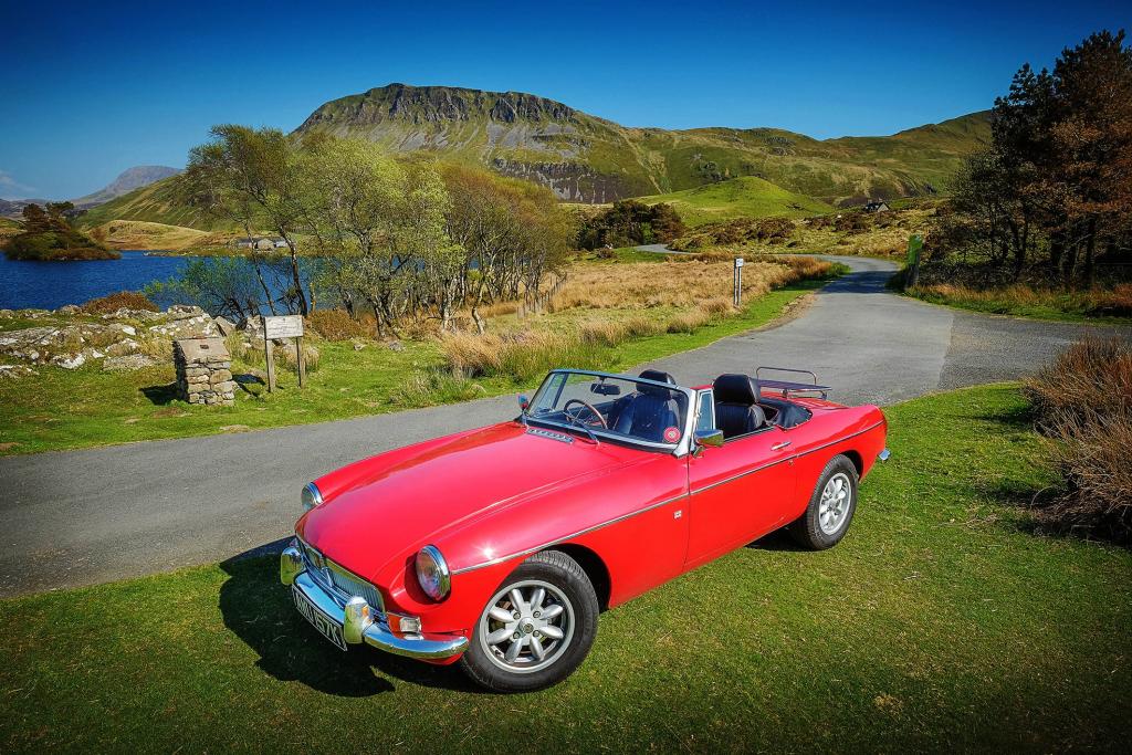 My MGB with Cader Idris in the background 