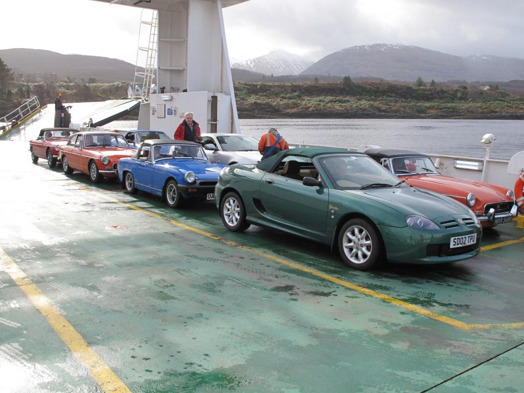 Aberdeen MGOC members heading to Ardnamurchan with the Corran Ferry all to themselves!